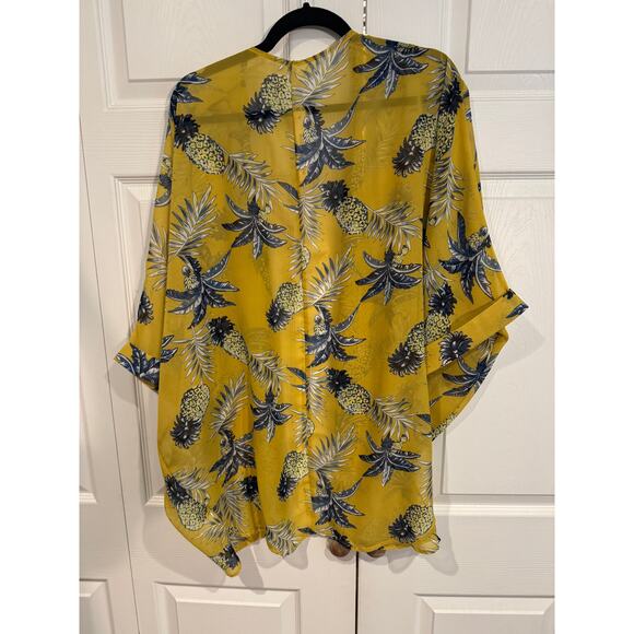 New Floral Pineapple Kimono Duster Cardigan Lightweight & Stylish Med - Picture 8 of 8